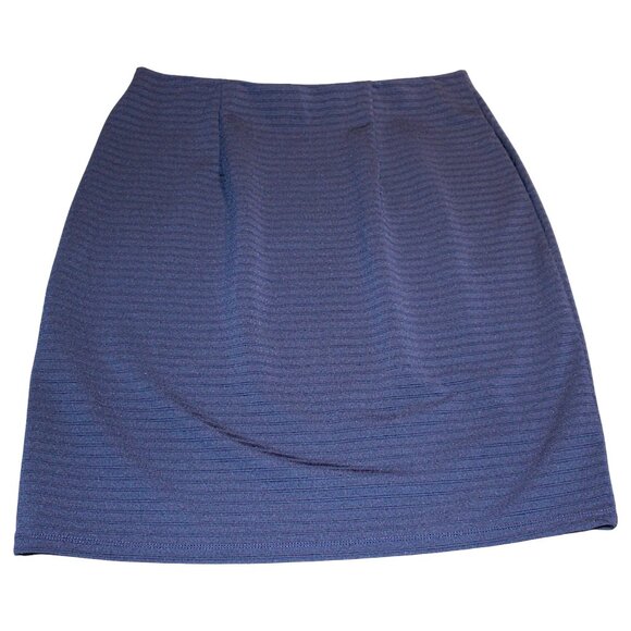 Roz & Ali Navy Blue Ribbed Knit Pencil Skirt - Picture 4 of 7